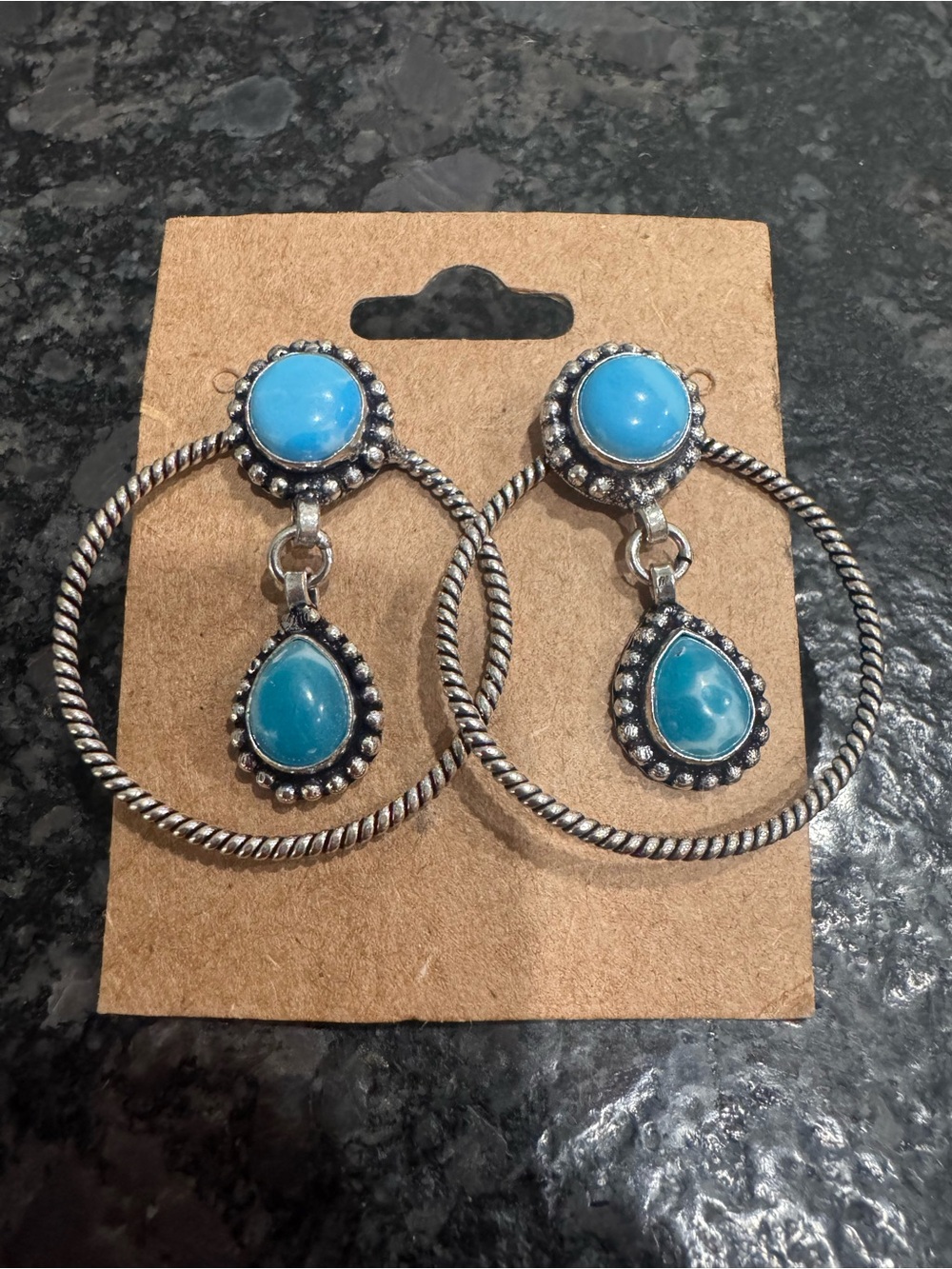 Genuine Larimar Stud / hoops